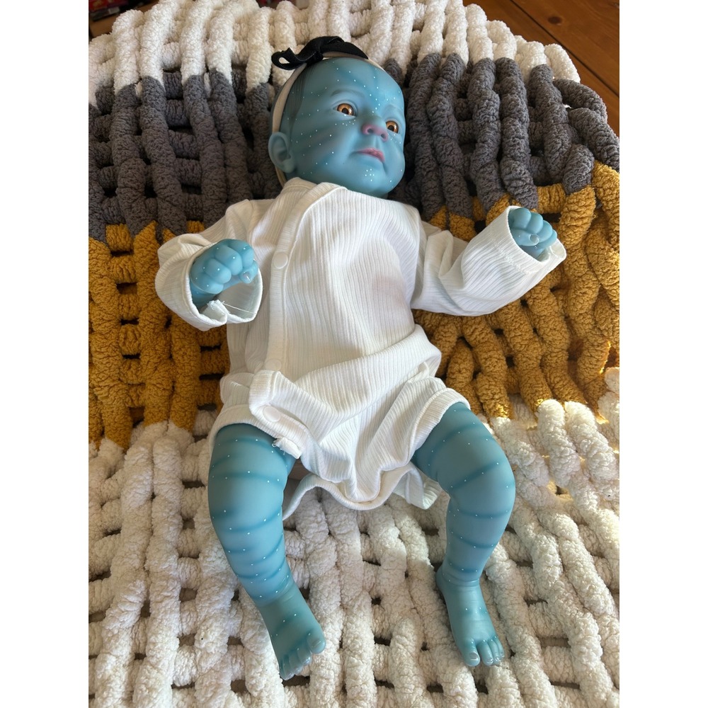 Avatar Inspired Na'vi Reborn Baby Hyper Realistic Eyes Fantasy Collector Doll